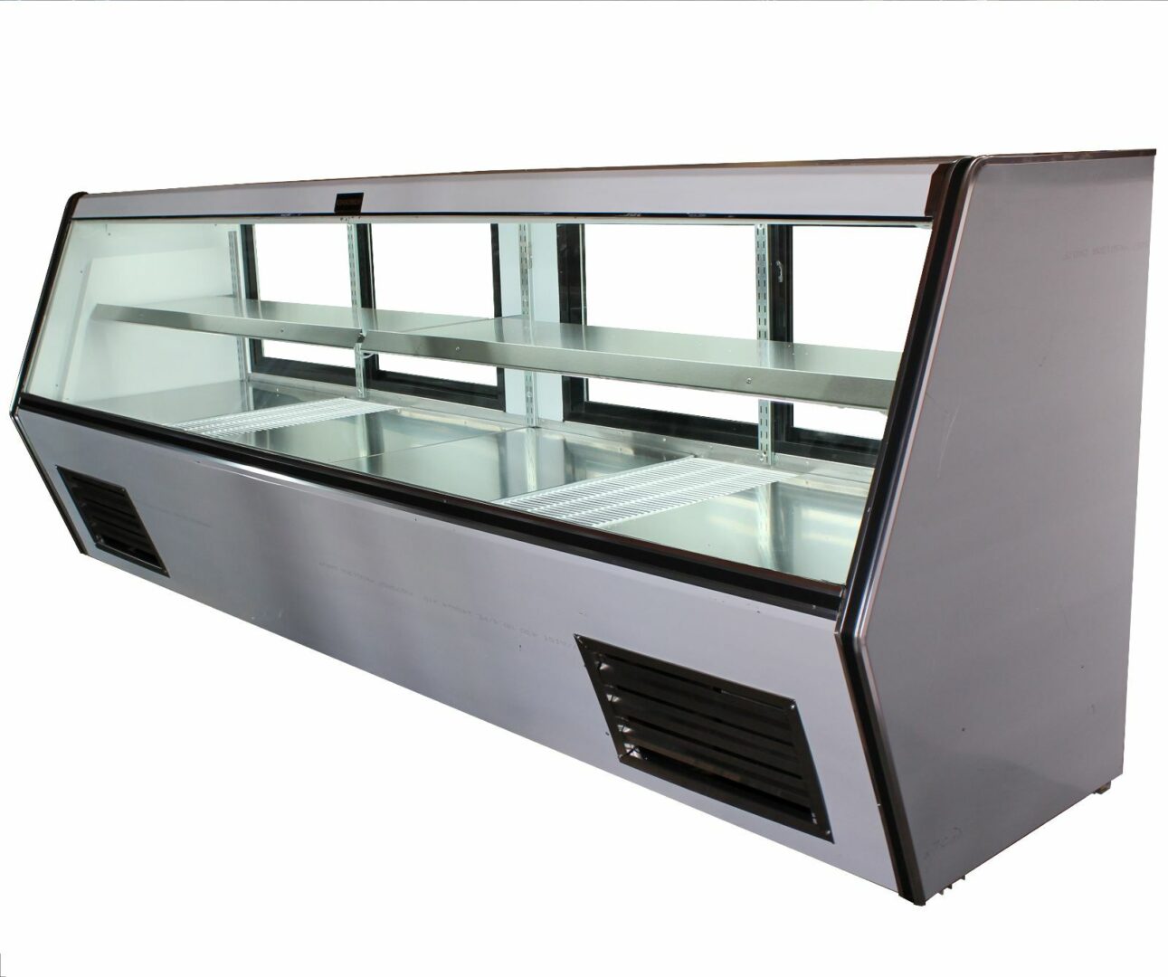 Cooltech Refrigerated Counter Deli Display Case 84” with glass front and top on a white background.