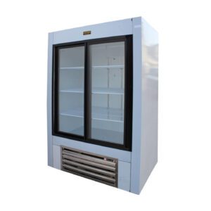 Commercial Cooltech Sliding Doors Reach-In Display Cooler 54” with a bottom-mounted compressor unit, isolated on a white background.