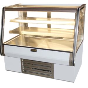 Cooltech Counter Bakery Pastry Display Case 72” with glass windows and multiple shelves, featuring a stainless steel and white exterior.