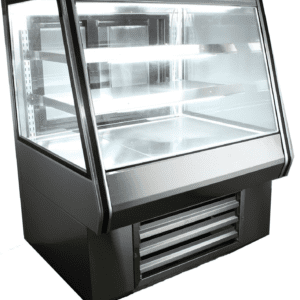 Cooltech Counter Bakery Pastry Display Case 36” with glass front and empty shelves, isolated on a white background.