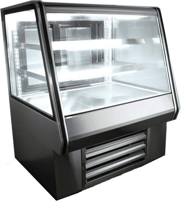 Cooltech Counter Bakery Pastry Display Case 36” with glass front and empty shelves, isolated on a white background.